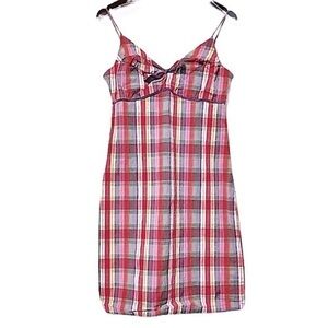 Vintage Moe Women’s Plaid Spagetti Strap Cotton Dress Size Medium